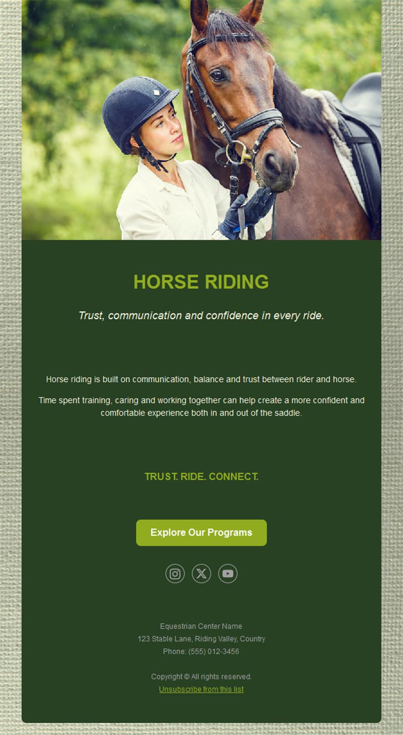 Horse riding school programs email