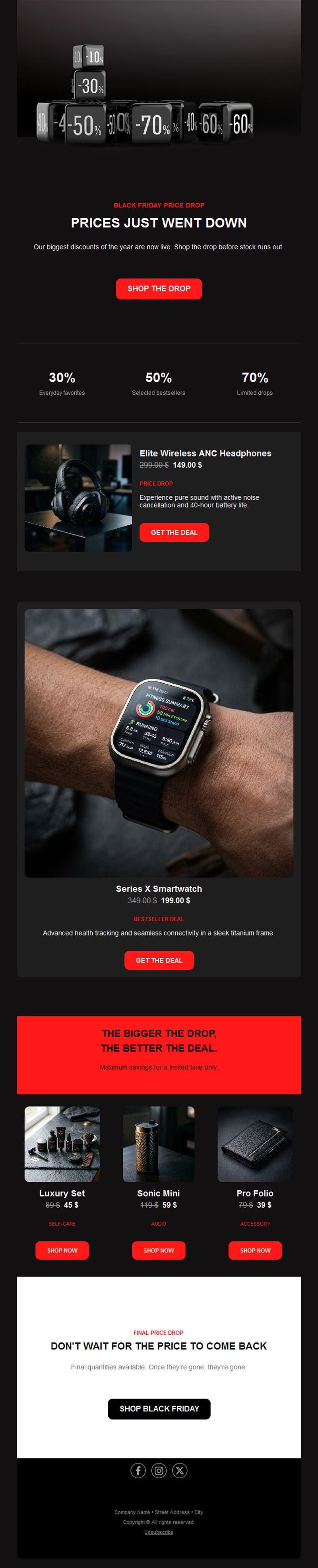 Black Friday price drop email template