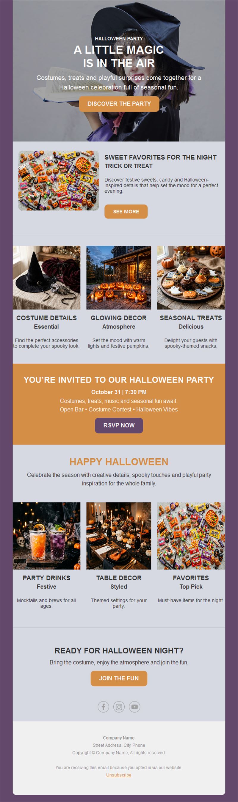 Halloween party invitation with RSVP