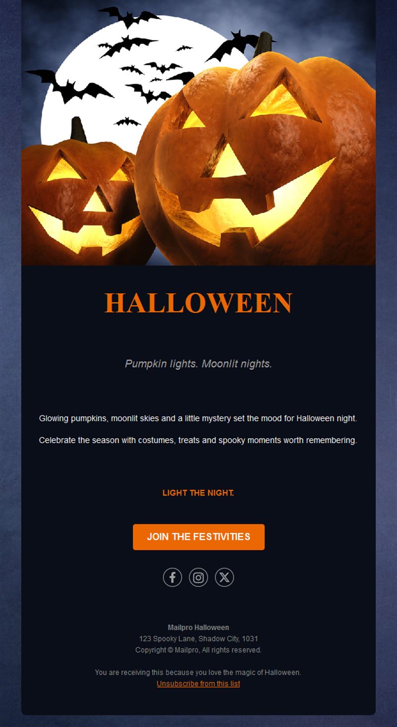 Classic jack-o'-lantern Halloween email