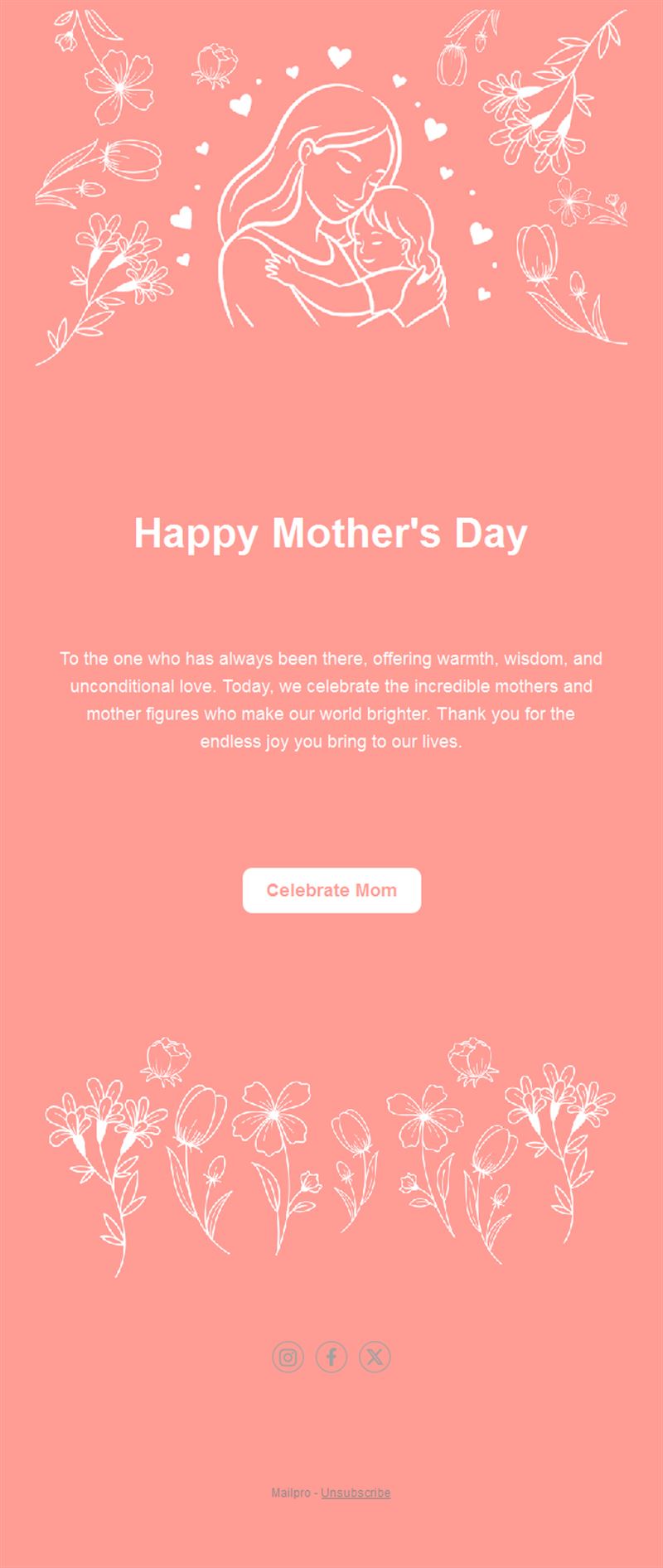 Coral Mother's Day card email