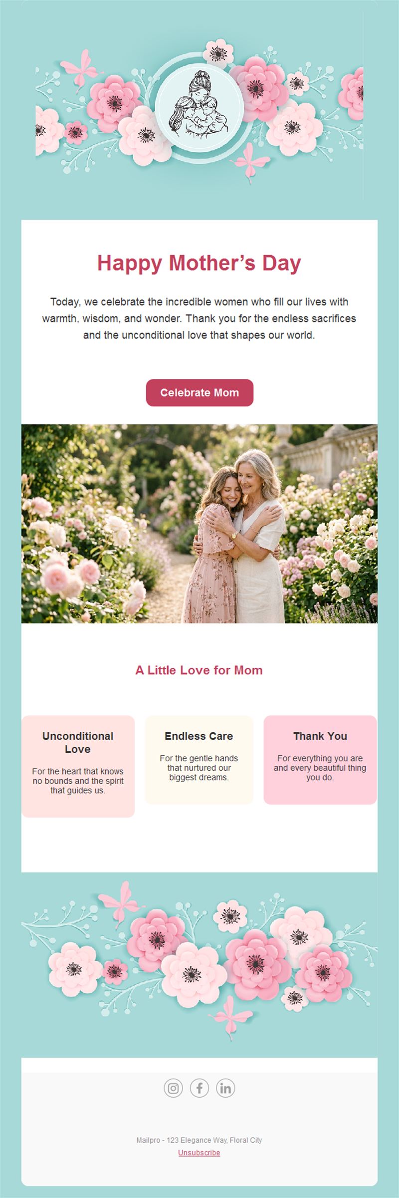 Turquoise Mother's Day email template