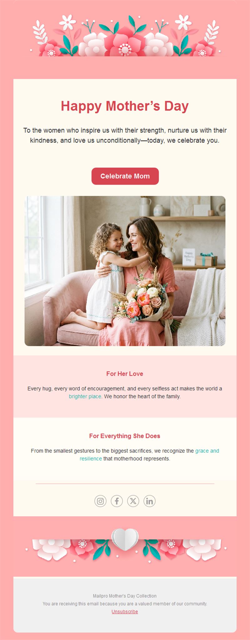 Floral Mother's Day newsletter template