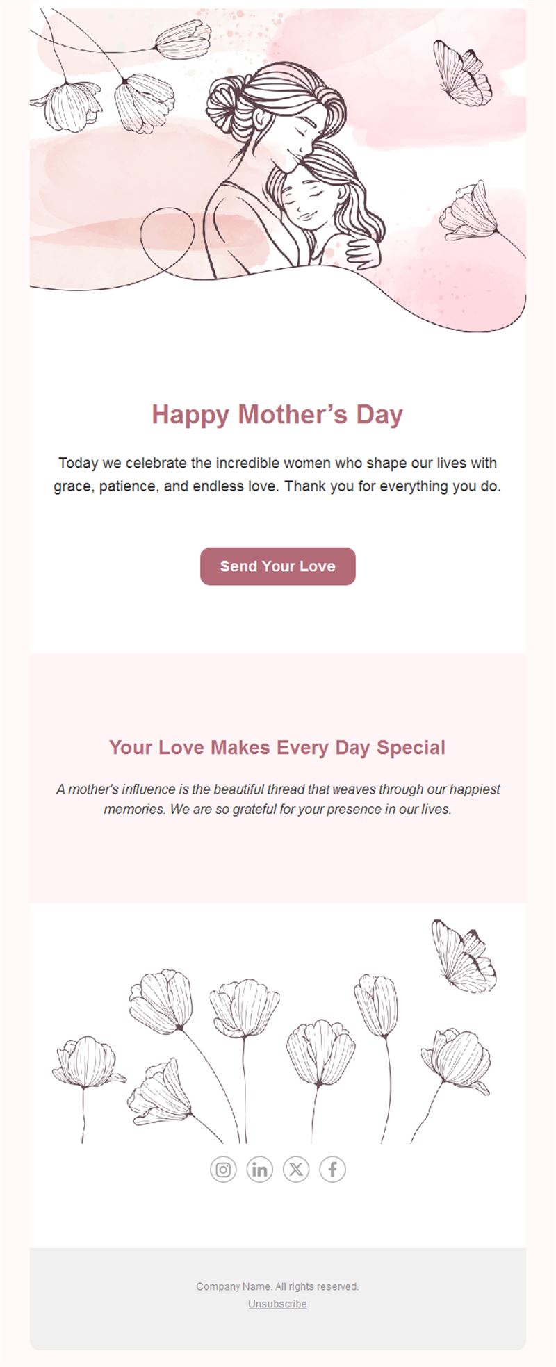 Line art Mother's Day email template