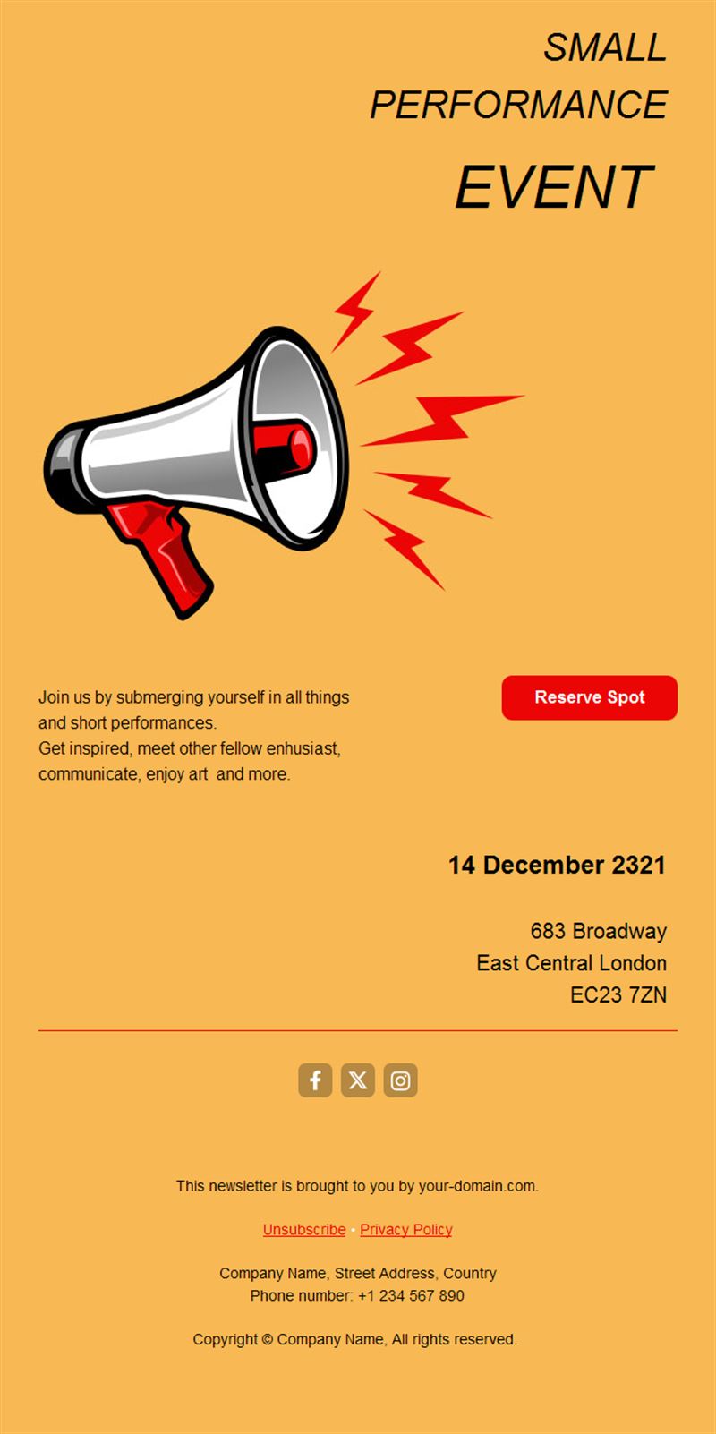 Event invitation email with RSVP button