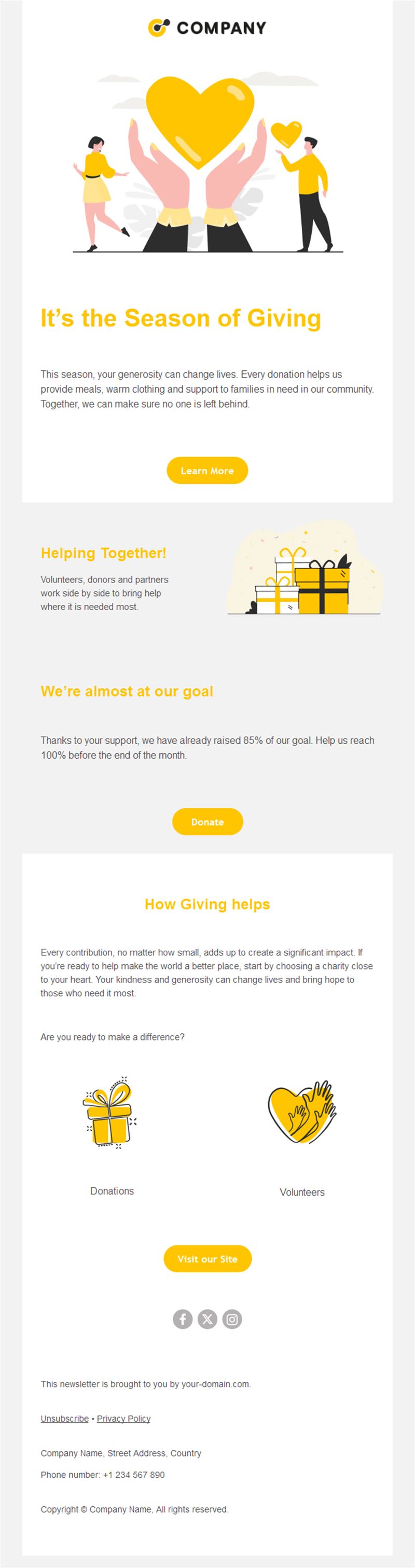 Nonprofit donation appeal email template