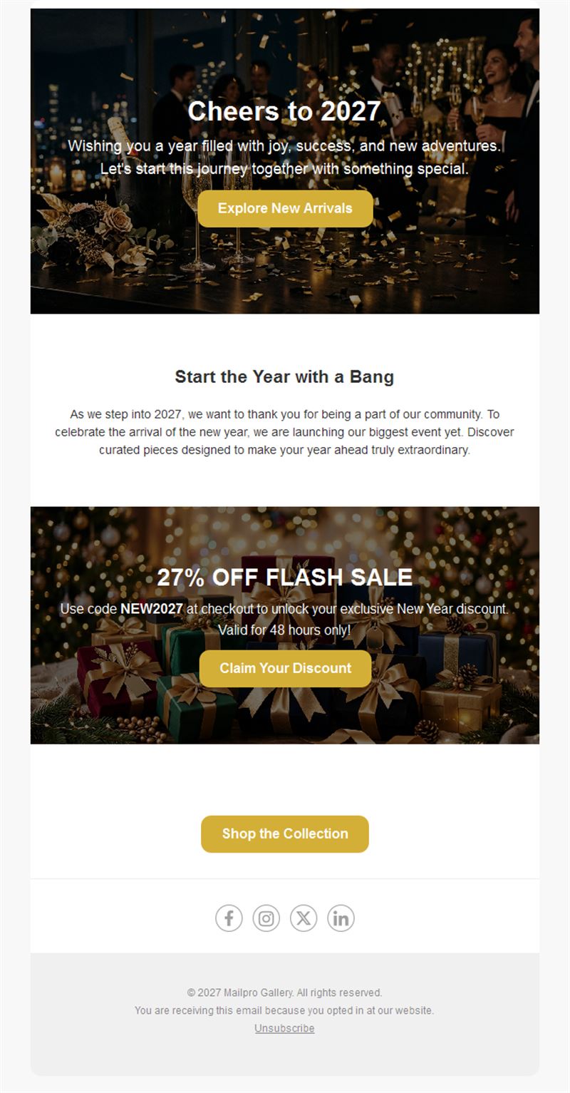 New Year 2027 flash sale email template