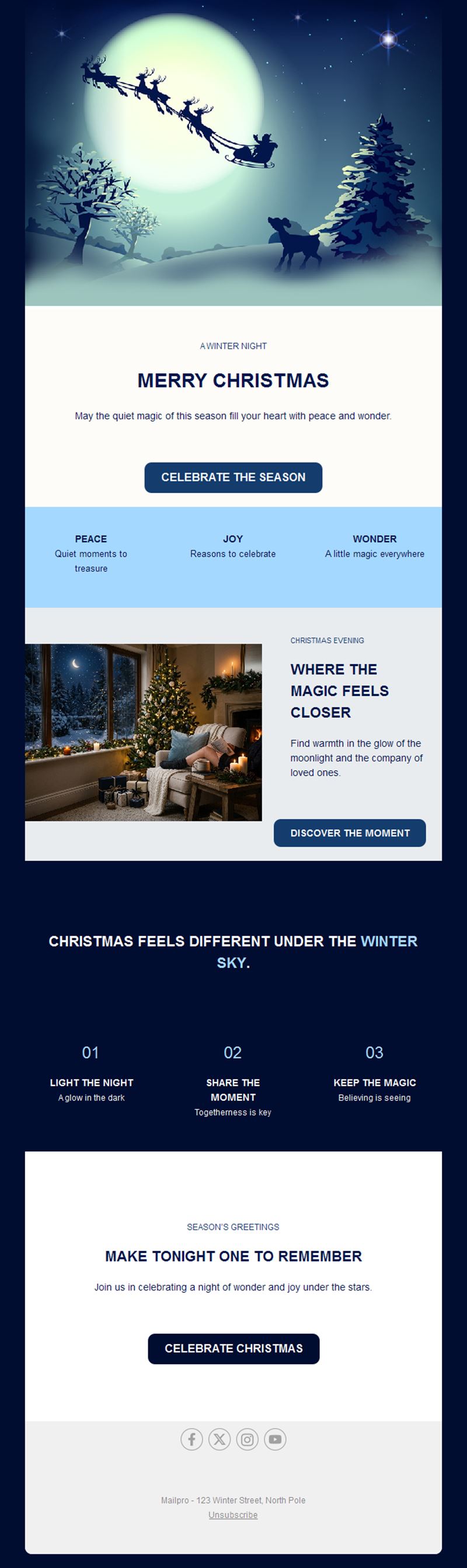 Winter night Christmas newsletter