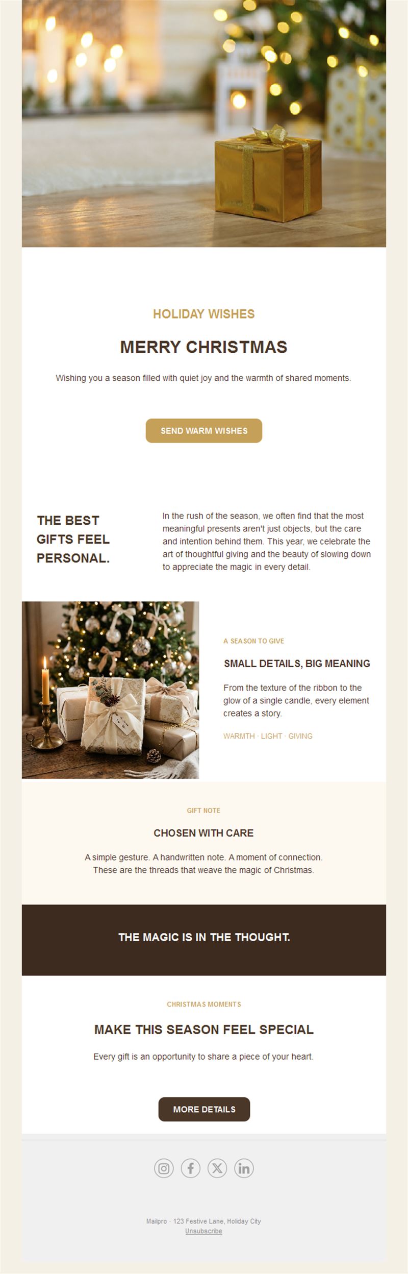 Gold Christmas wishes email template