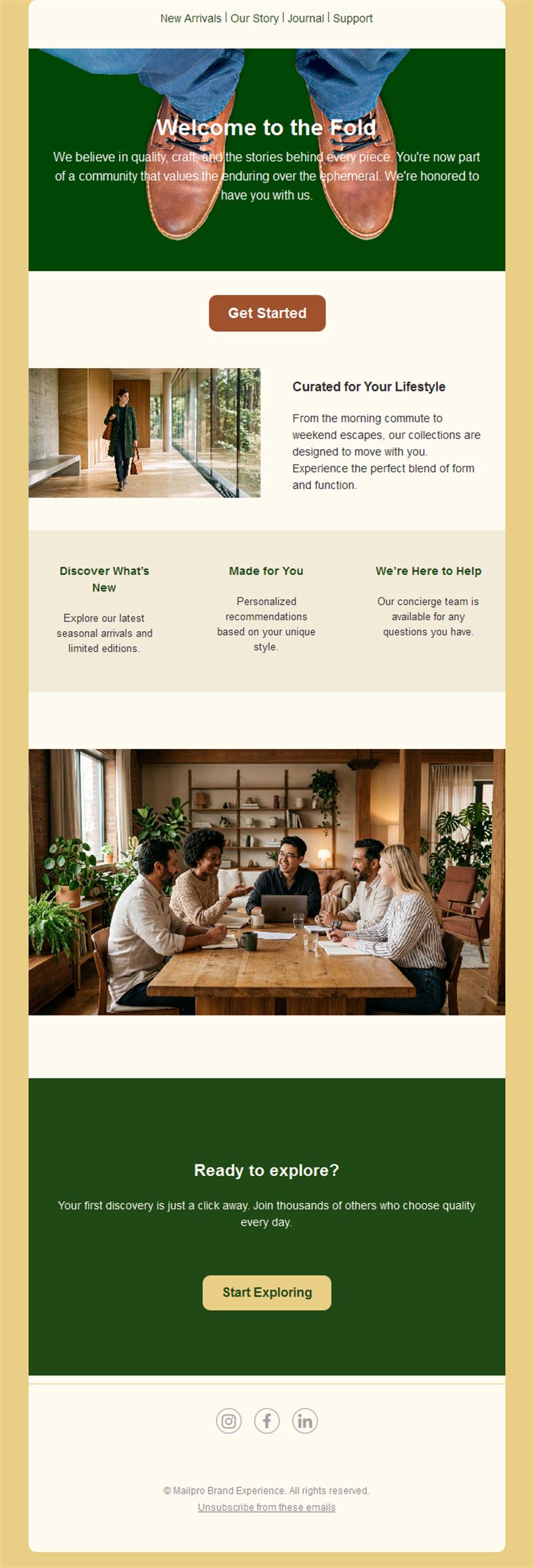 Fashion brand welcome email