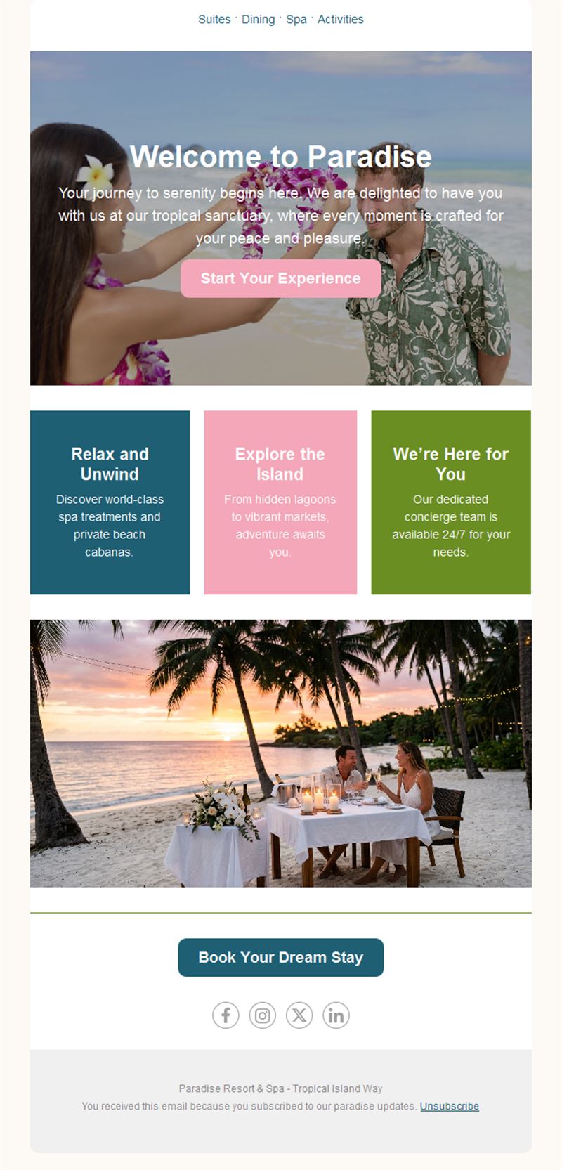 Resort welcome email template