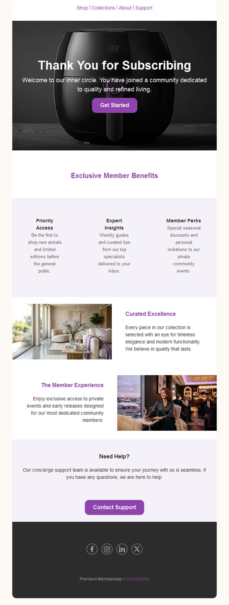 Thank-you for subscribing email template