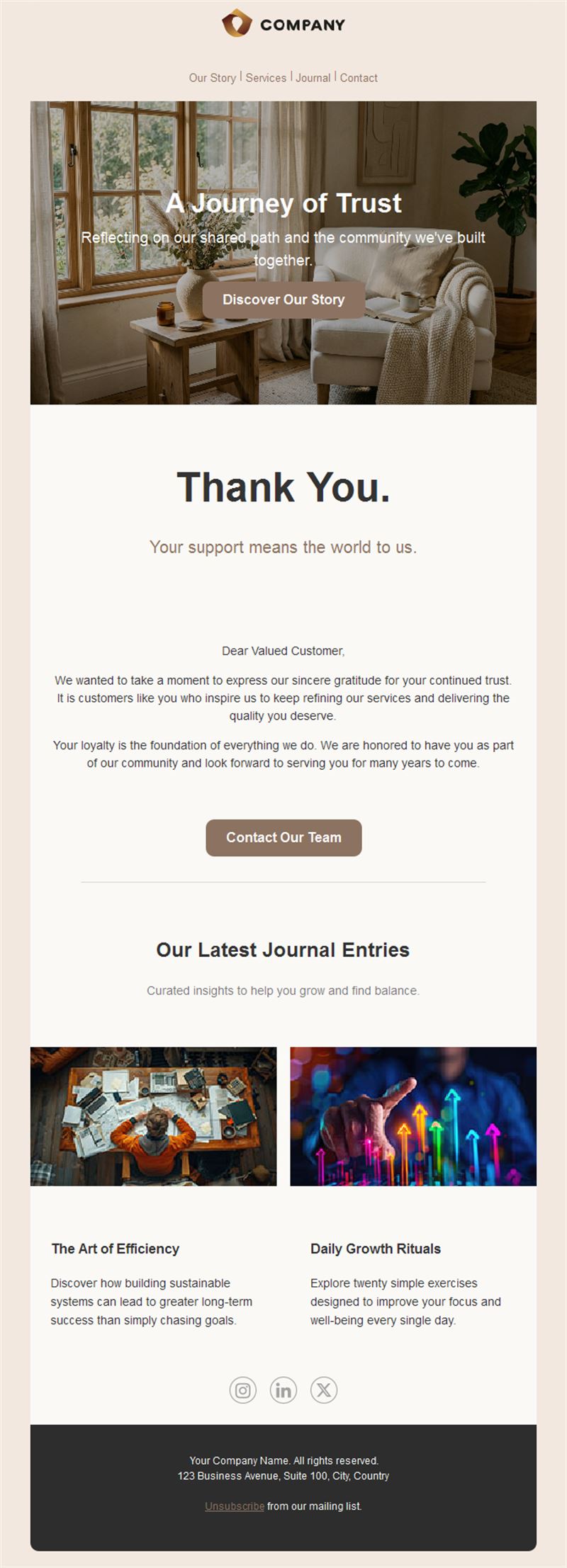 Loyal customer thank-you email template