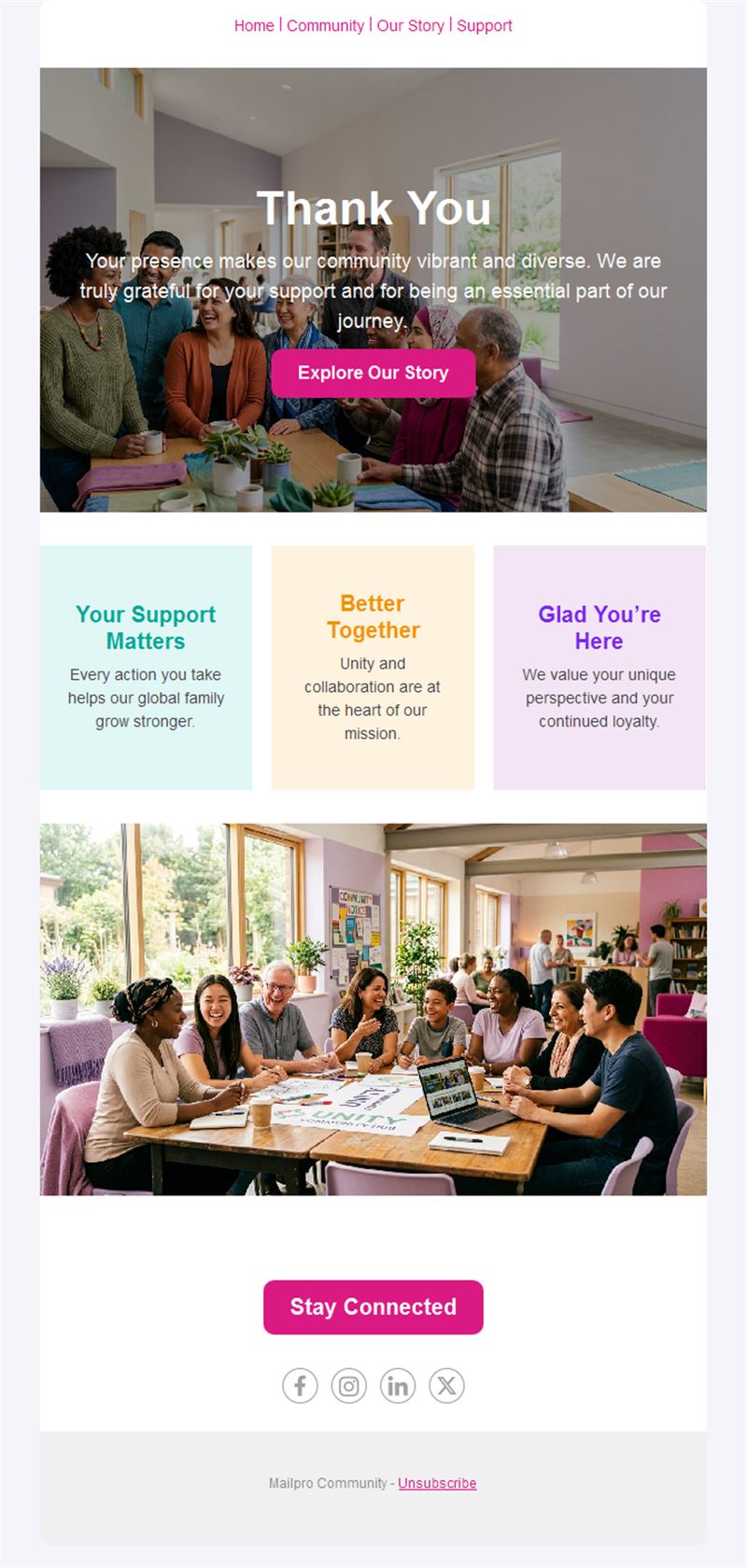 Community thank-you email template