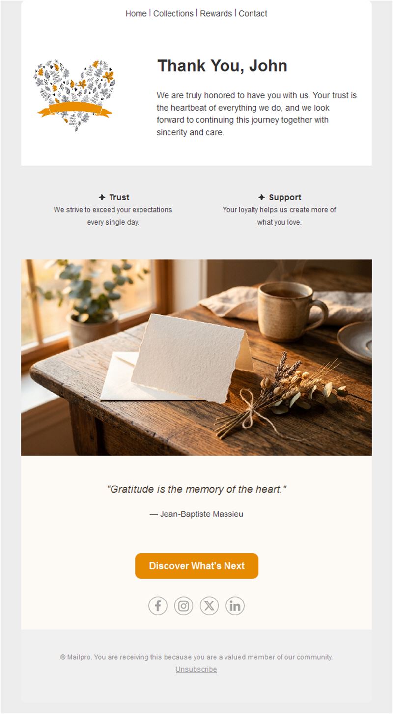Personalized customer thank-you email template