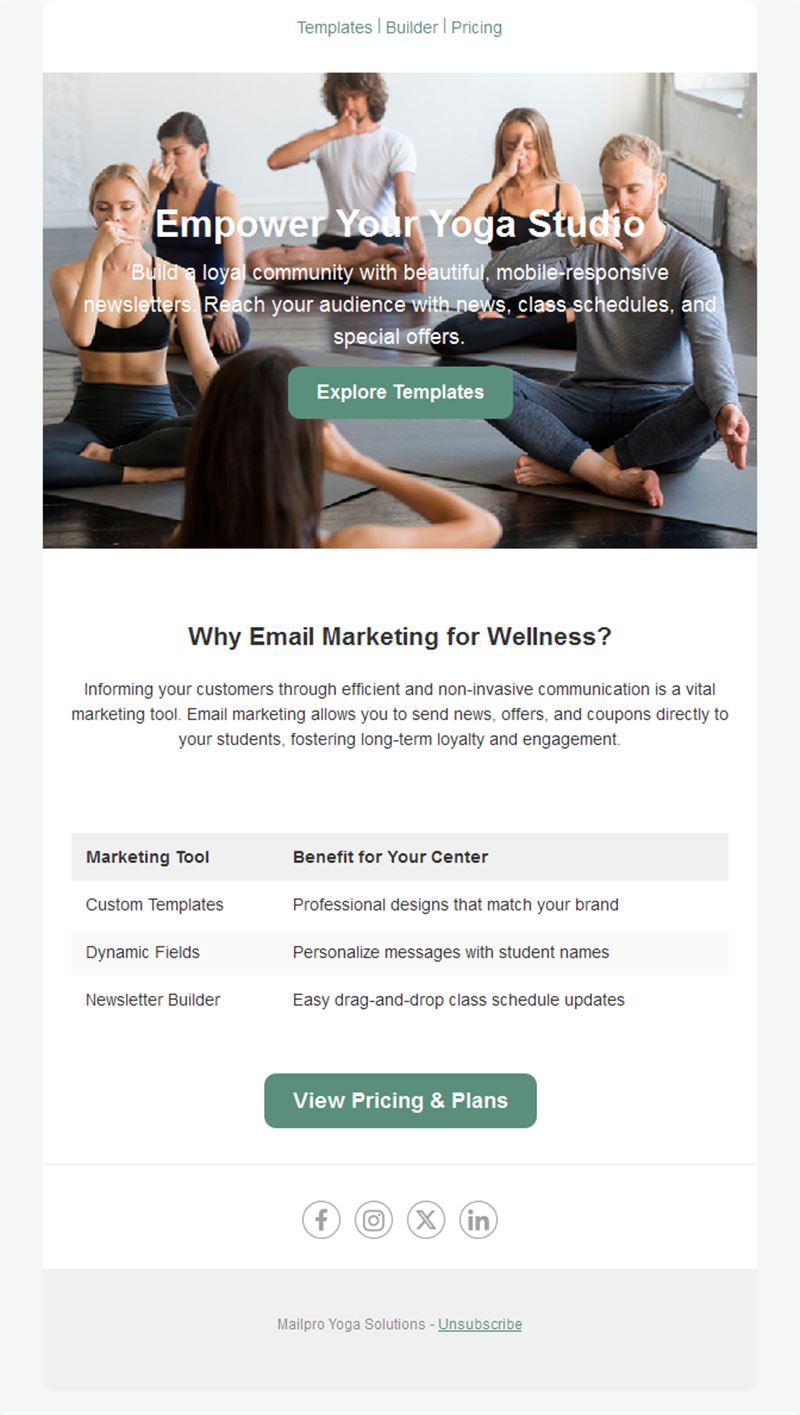 Email marketing for yoga studios