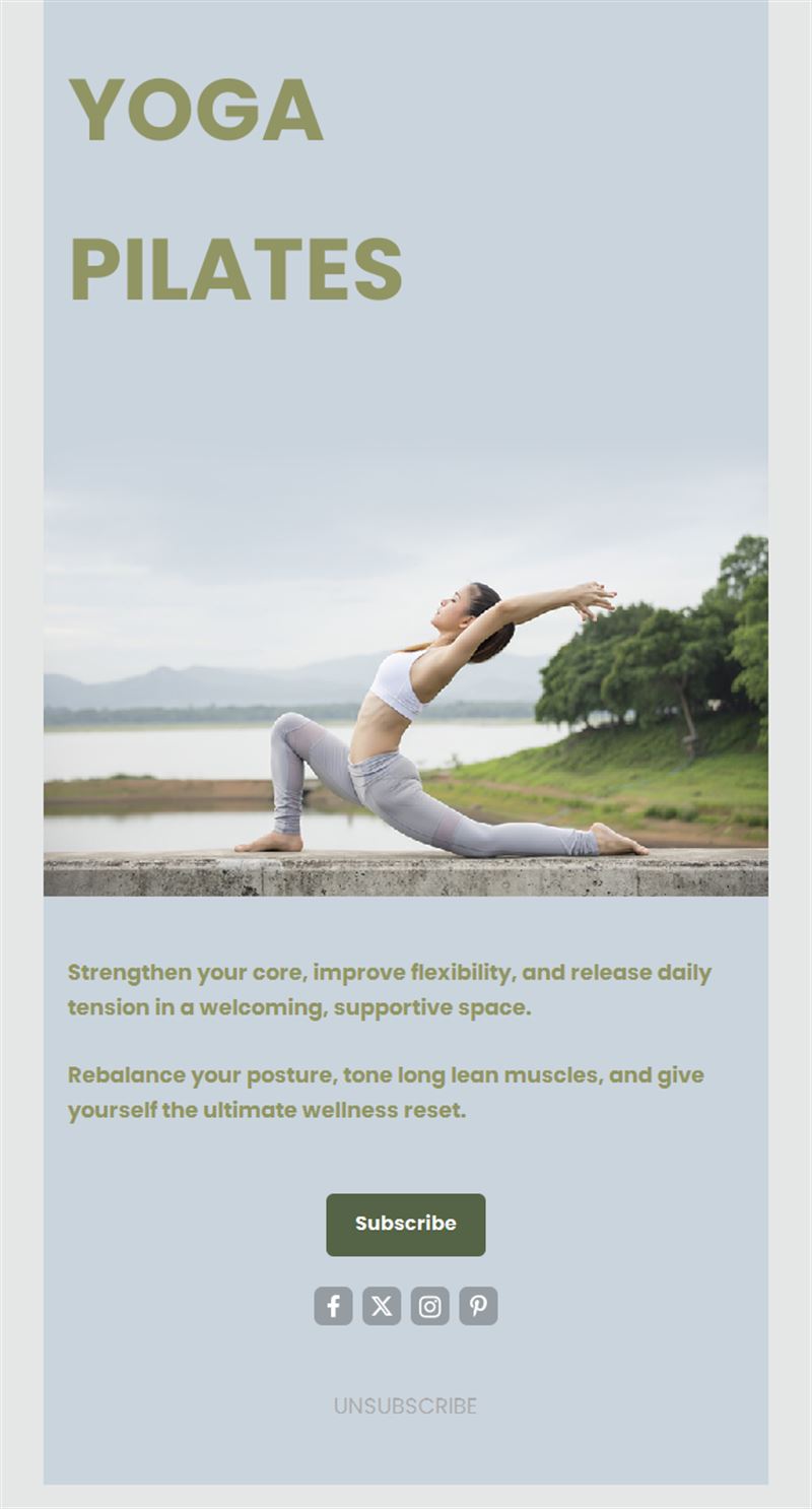 Outdoor yoga pilates email template