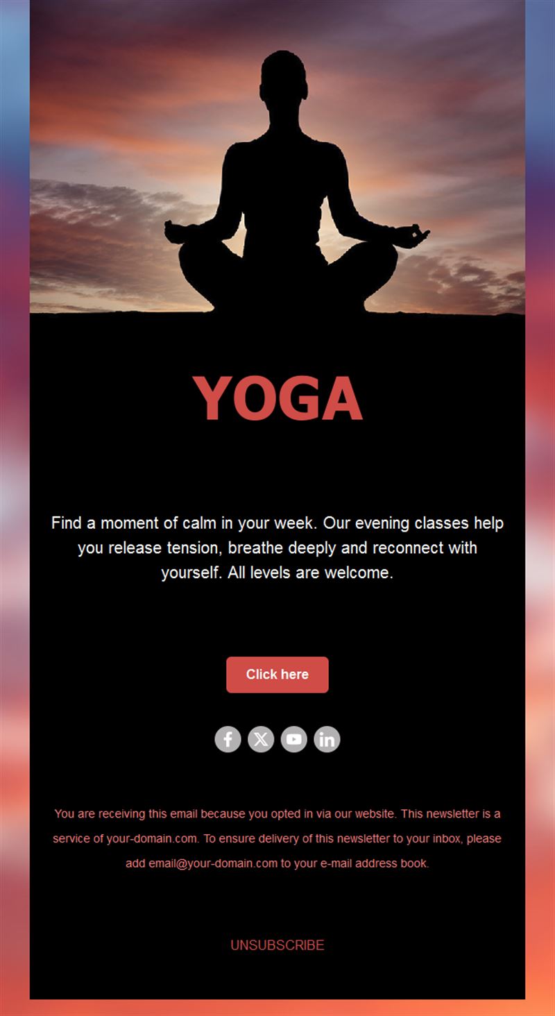 Sunset yoga studio email template