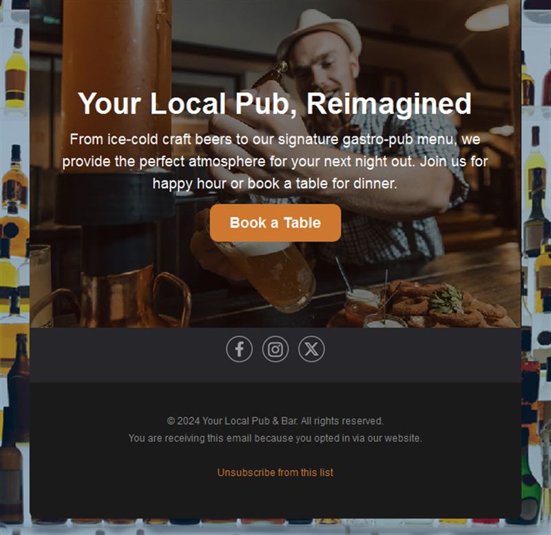 Gastropub table booking email