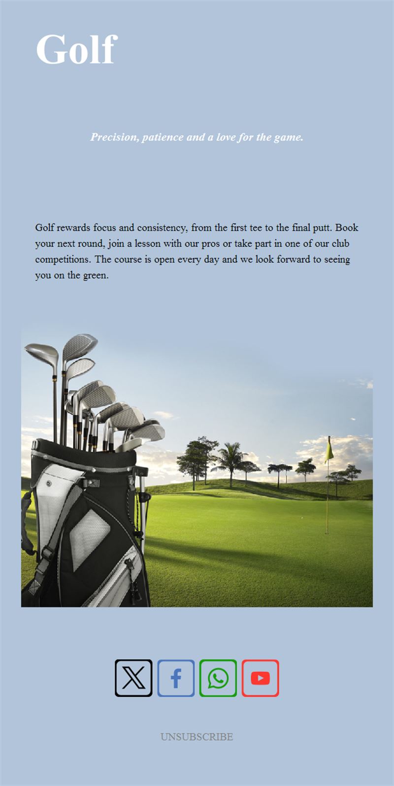 Simple golf club email template