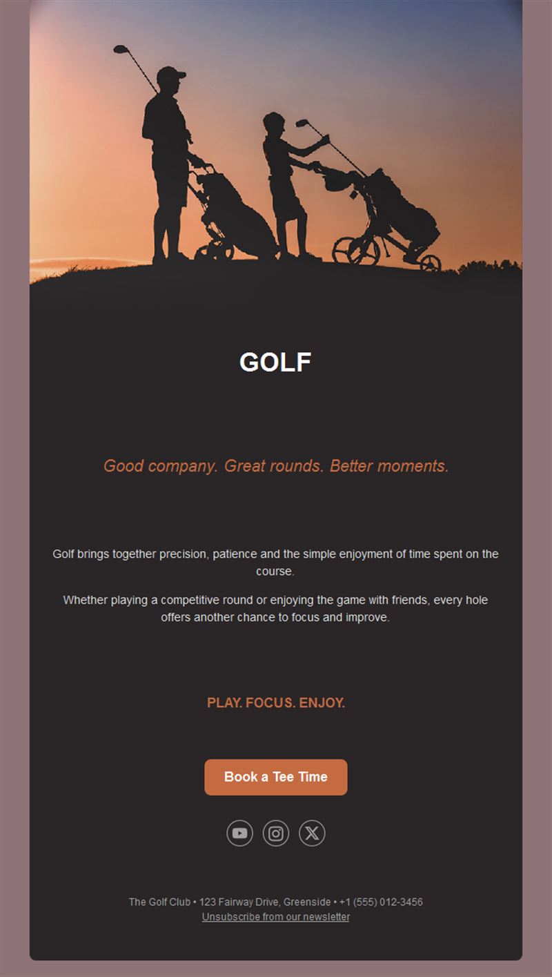 Golf with friends tee time email