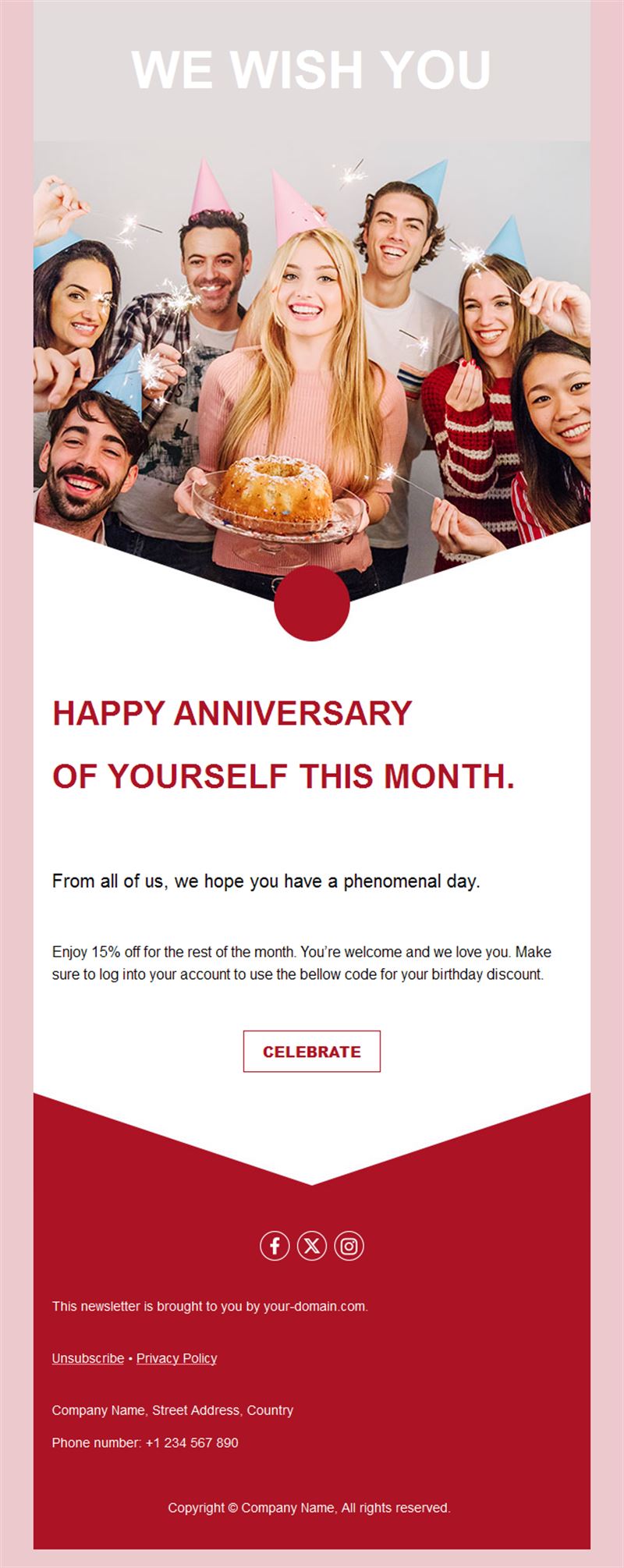 Birthday month discount email template