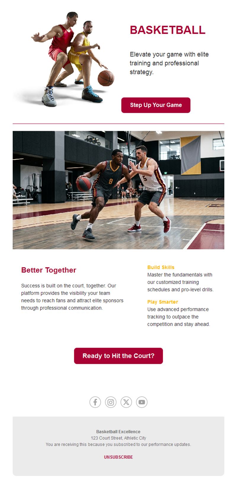 Basketball club training newsletter