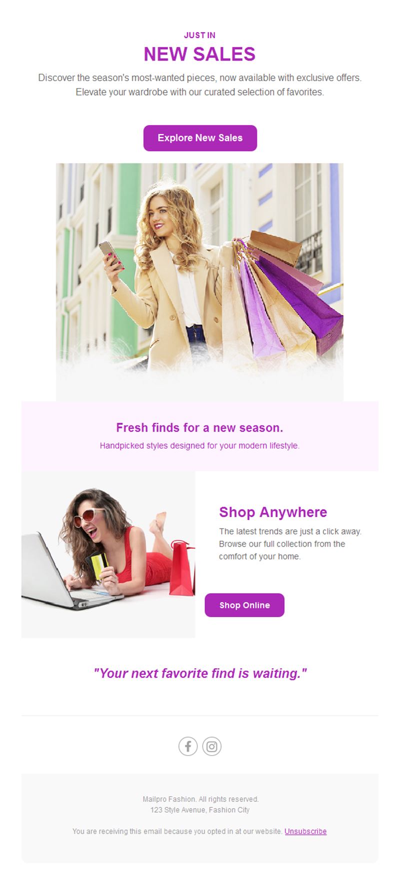 New season fashion sale email