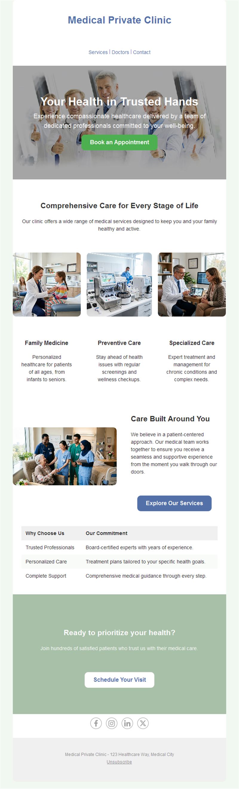 Family medicine clinic email template