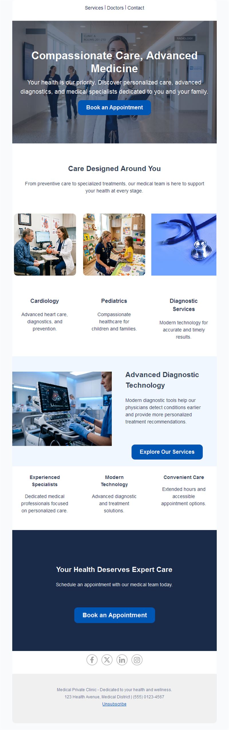 Multi-specialty clinic email template