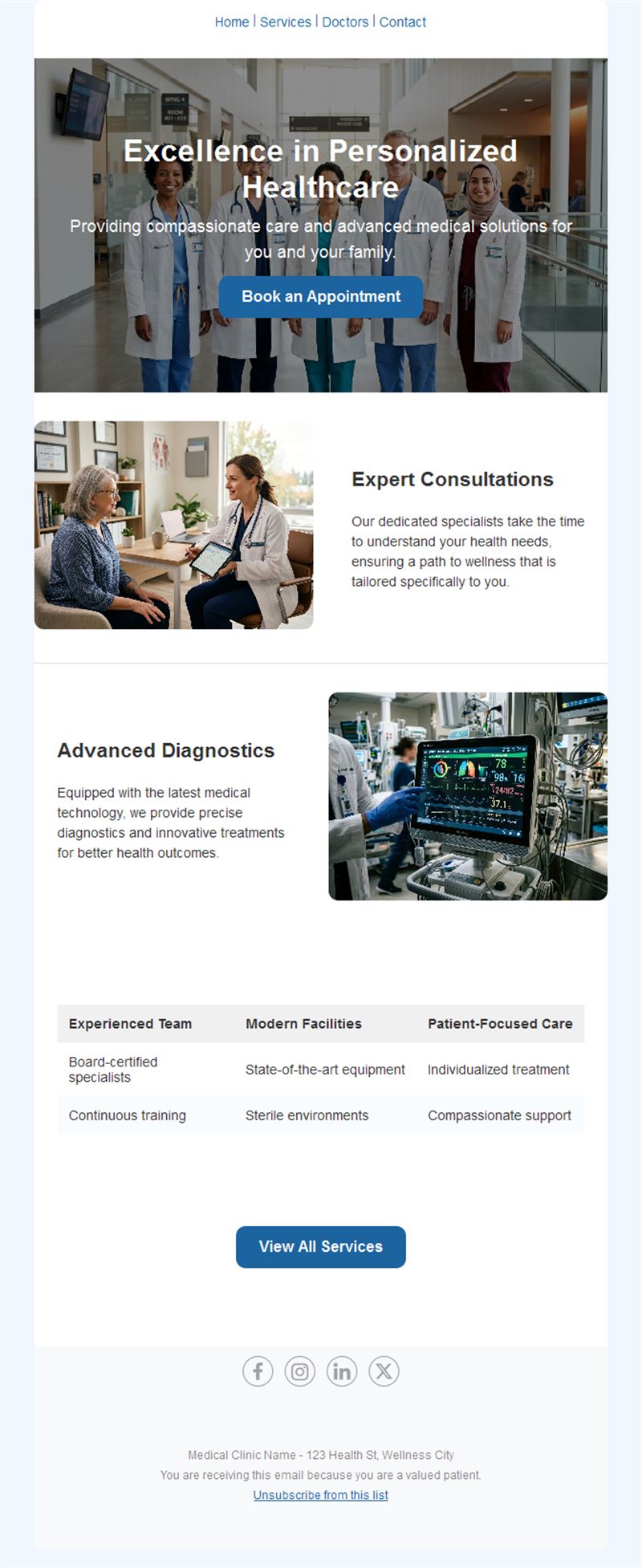 Personalized healthcare clinic email