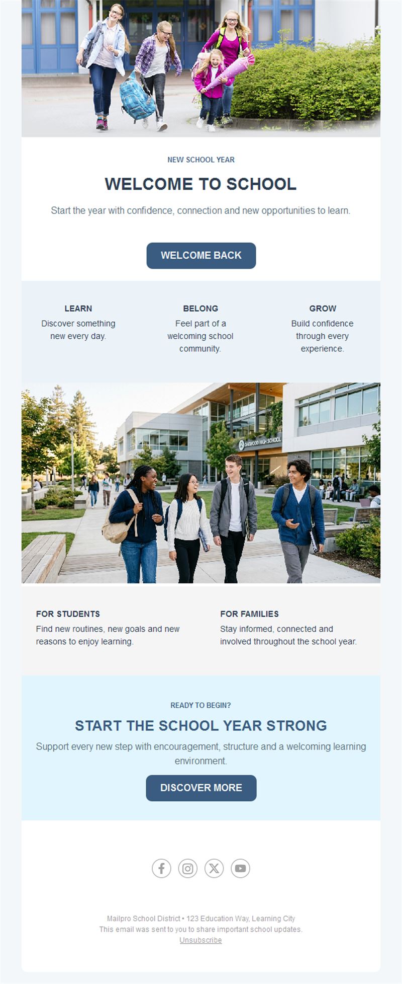 Welcome to school email template