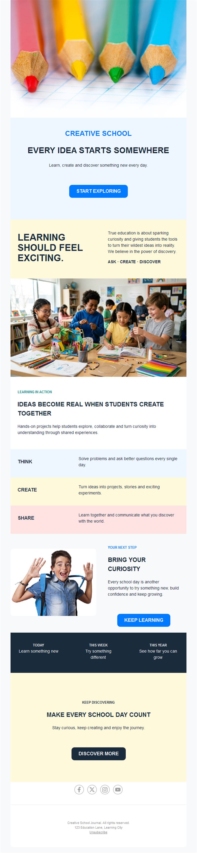Creative school newsletter template