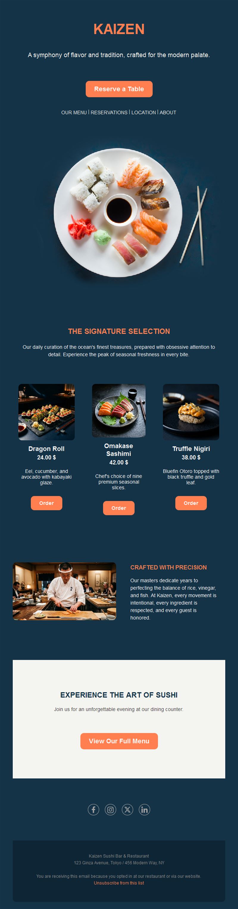 Sushi restaurant email template