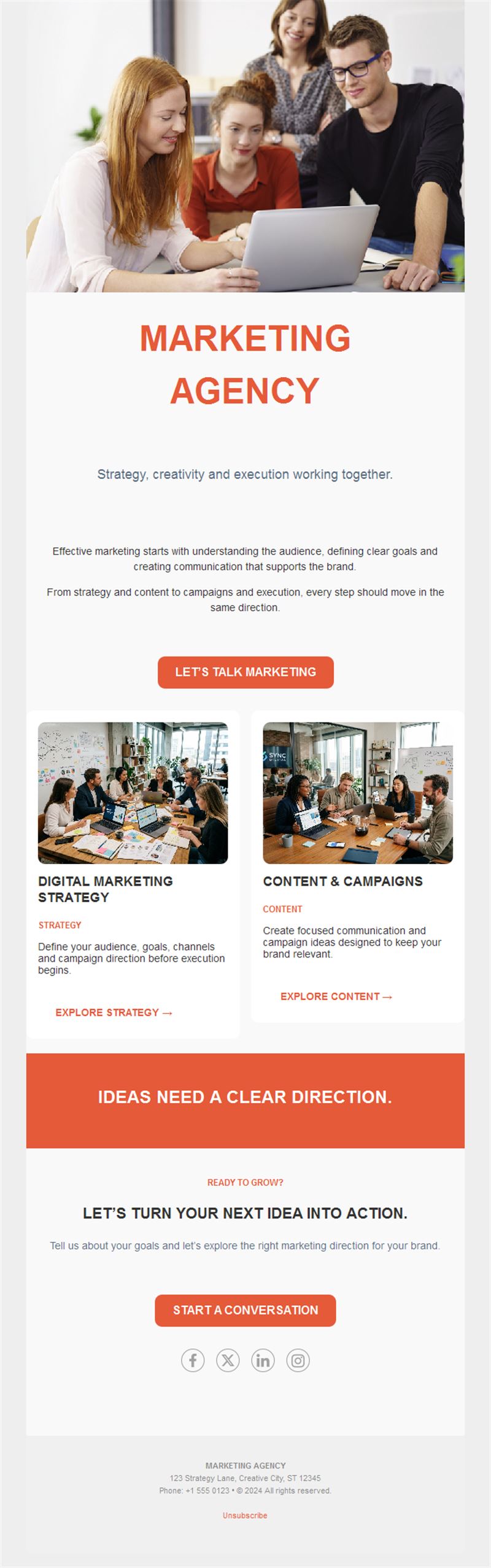 Marketing agency services email