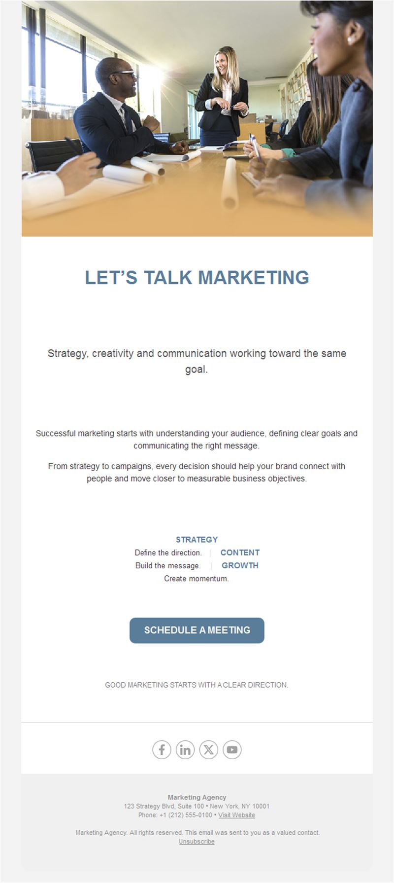 Marketing agency meeting invitation email