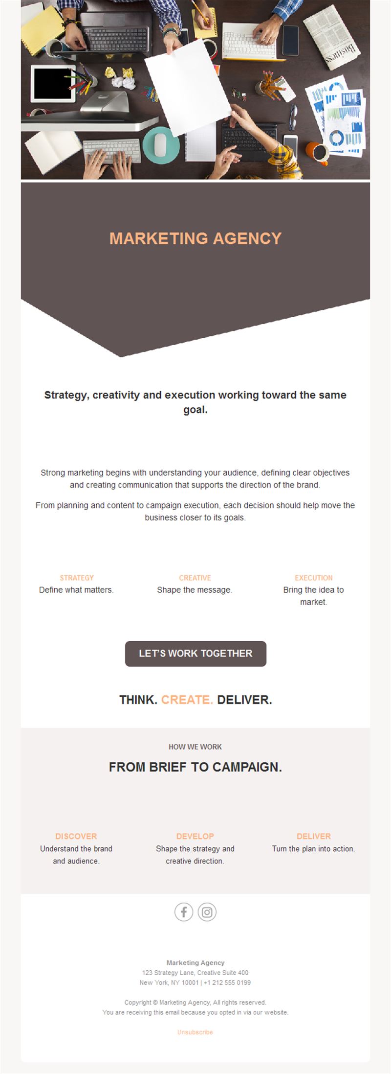 Marketing agency brief to campaign email