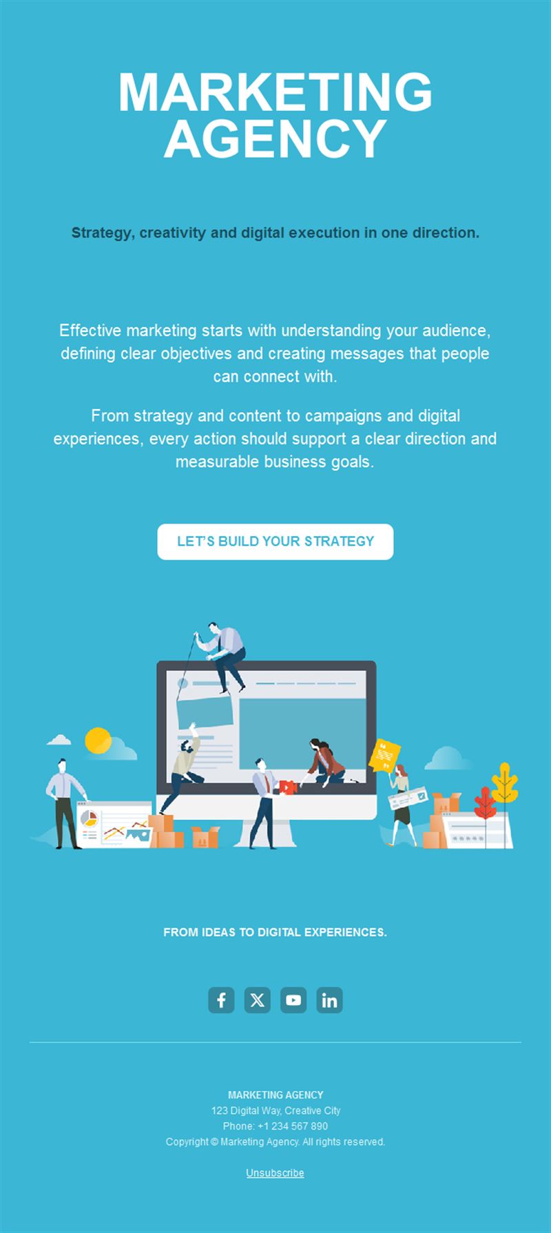 Blue marketing agency email template