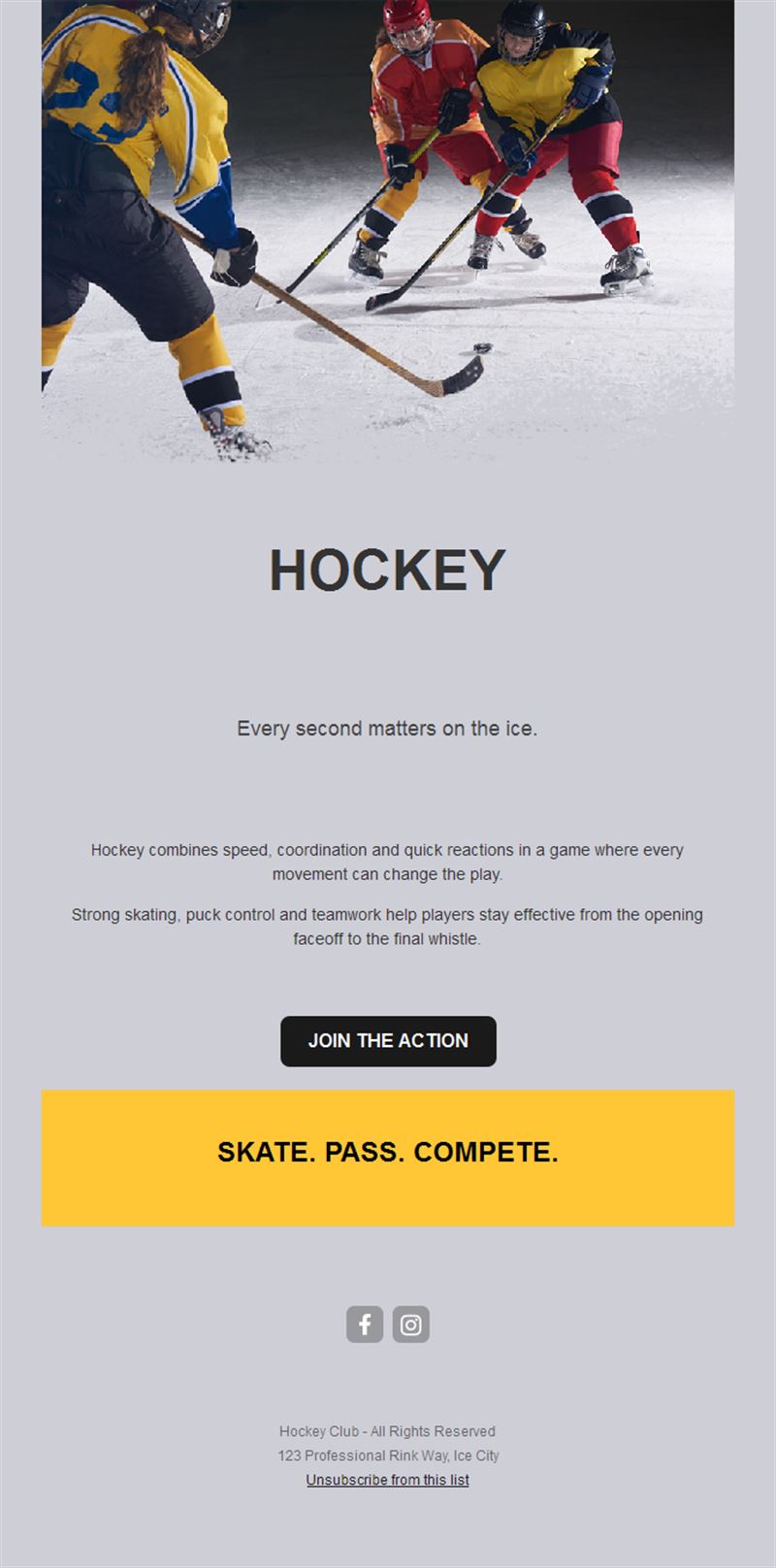Grey and yellow ice hockey email