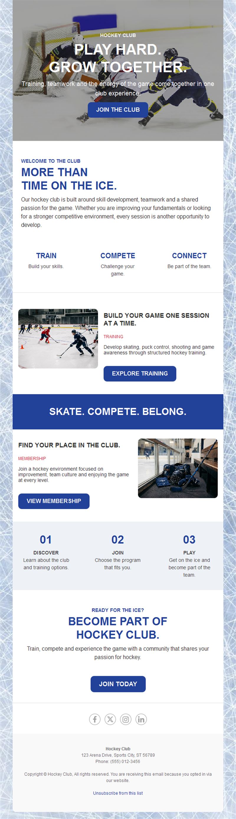 Ice hockey club membership newsletter