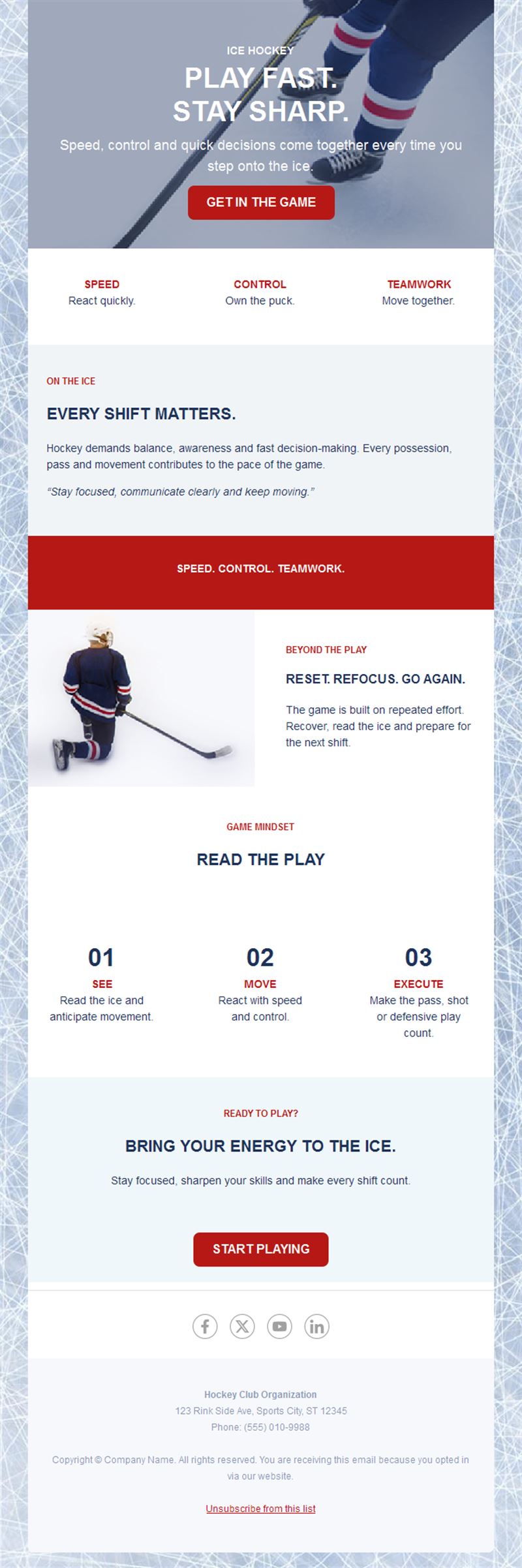 Ice hockey club newsletter template