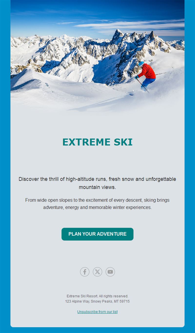 Extreme ski resort email template