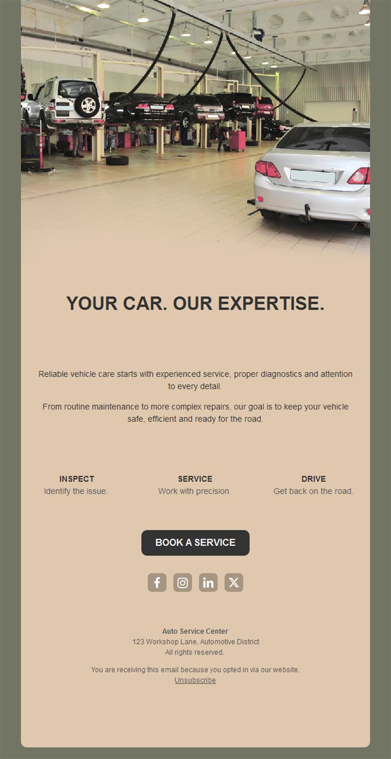 Beige car service email template
