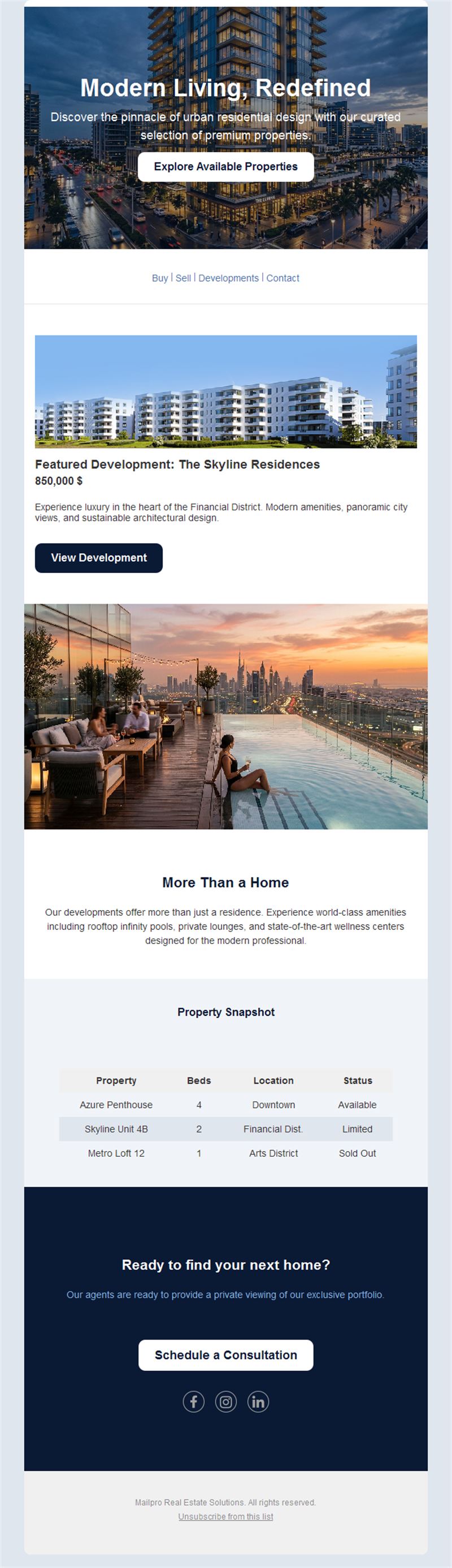 Modern city apartments real estate email