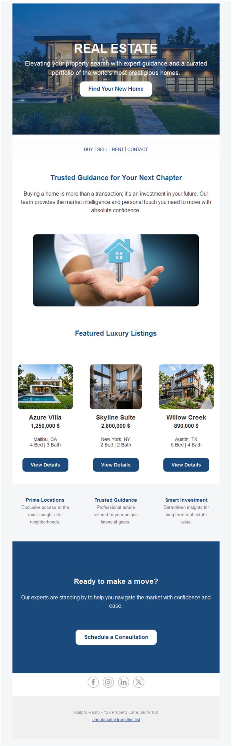 Luxury real estate listings newsletter