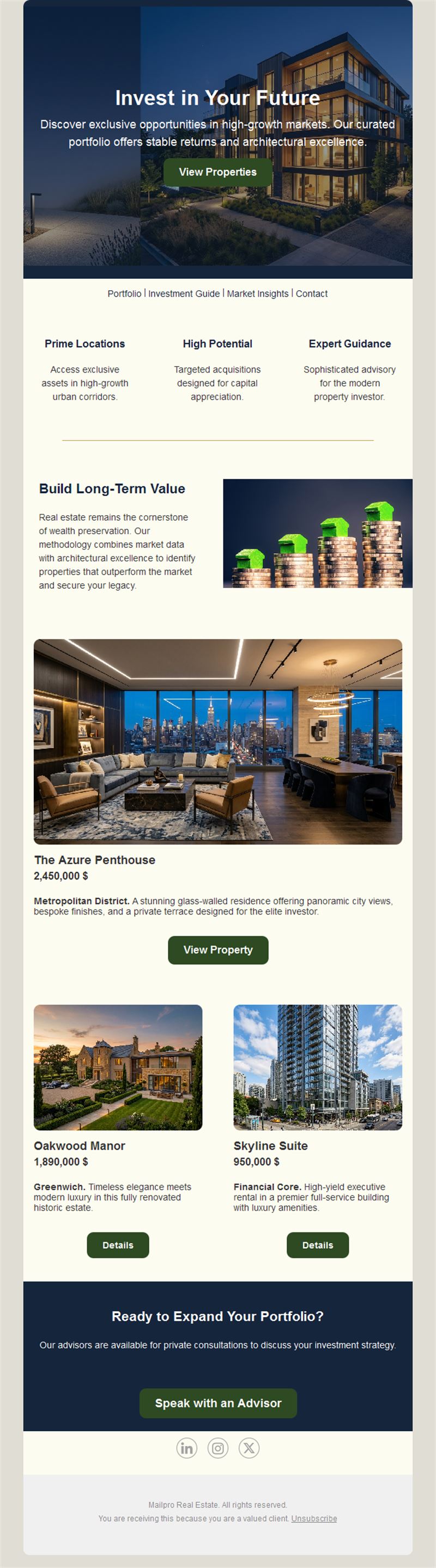 Real estate investment newsletter