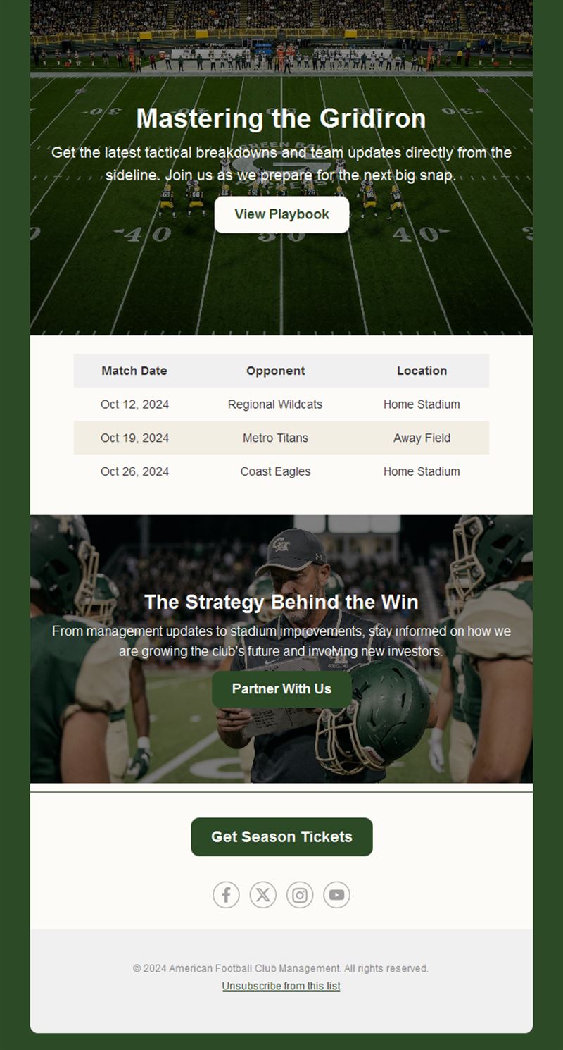 Football schedule and season tickets email