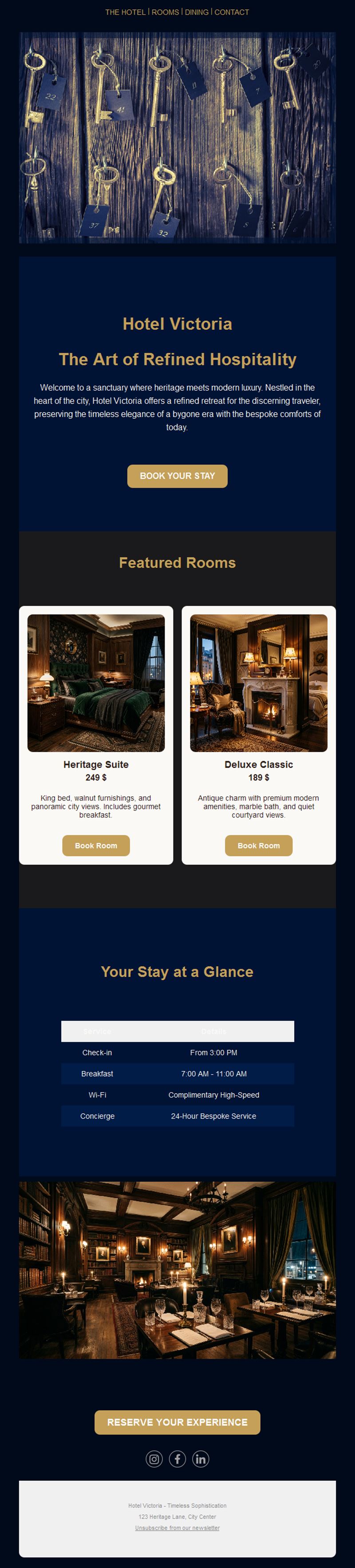 Heritage hotel email template