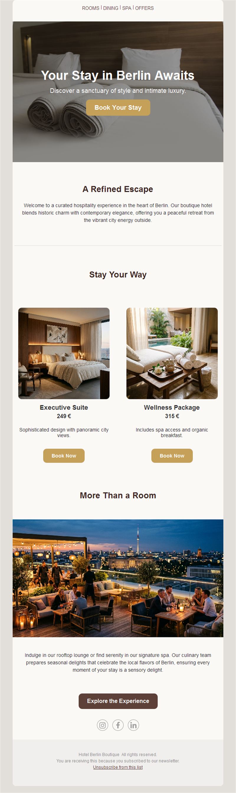 Boutique city hotel email template