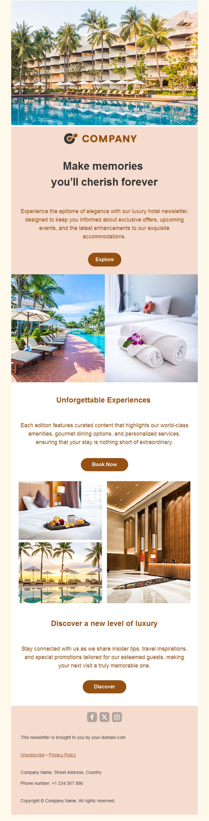 Tropical resort hotel newsletter